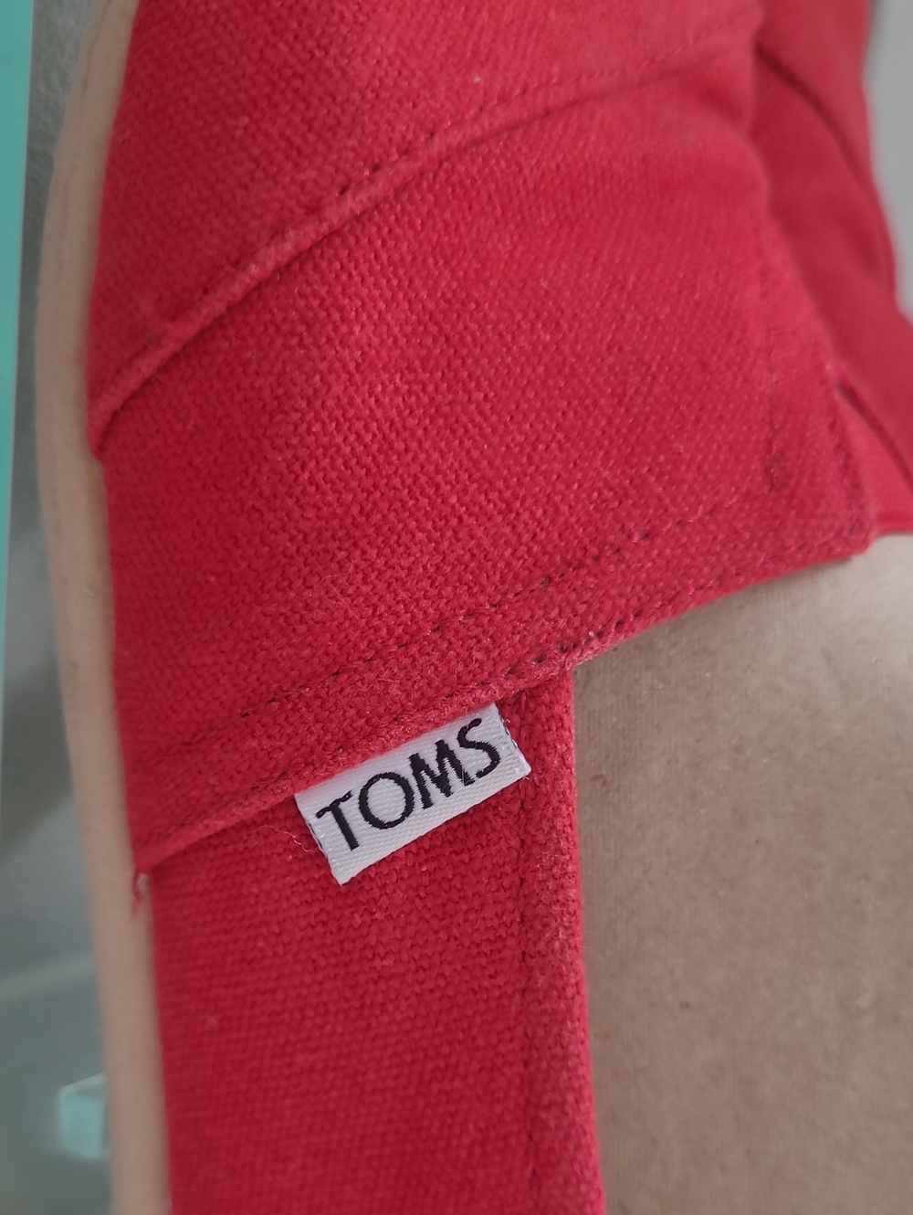 Toms Red Canvas Slip-On Loafers - Picture 8 of 13